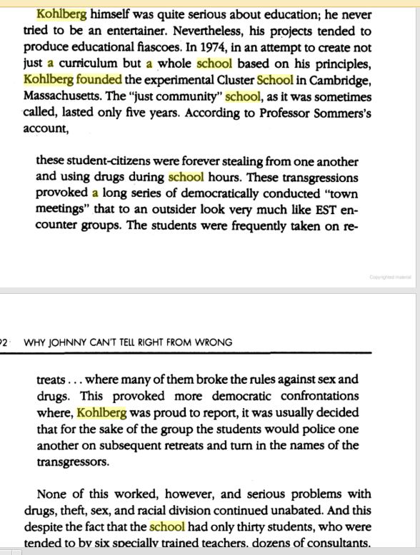 Kohlberg Education Fiasco Cluster School